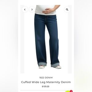 1822 Denim Cuffed Wide Leg Maternity Denim Size 27